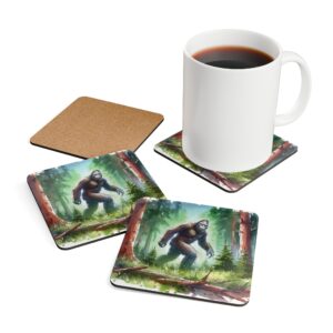 Bigfoot In The Forest Corkwood Coaster Set